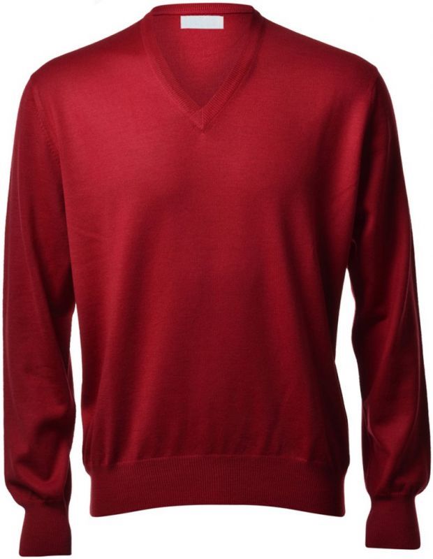 PULLOVER MANICA LUNGA SCOLLO A V 100% <br>LANA MERINOS