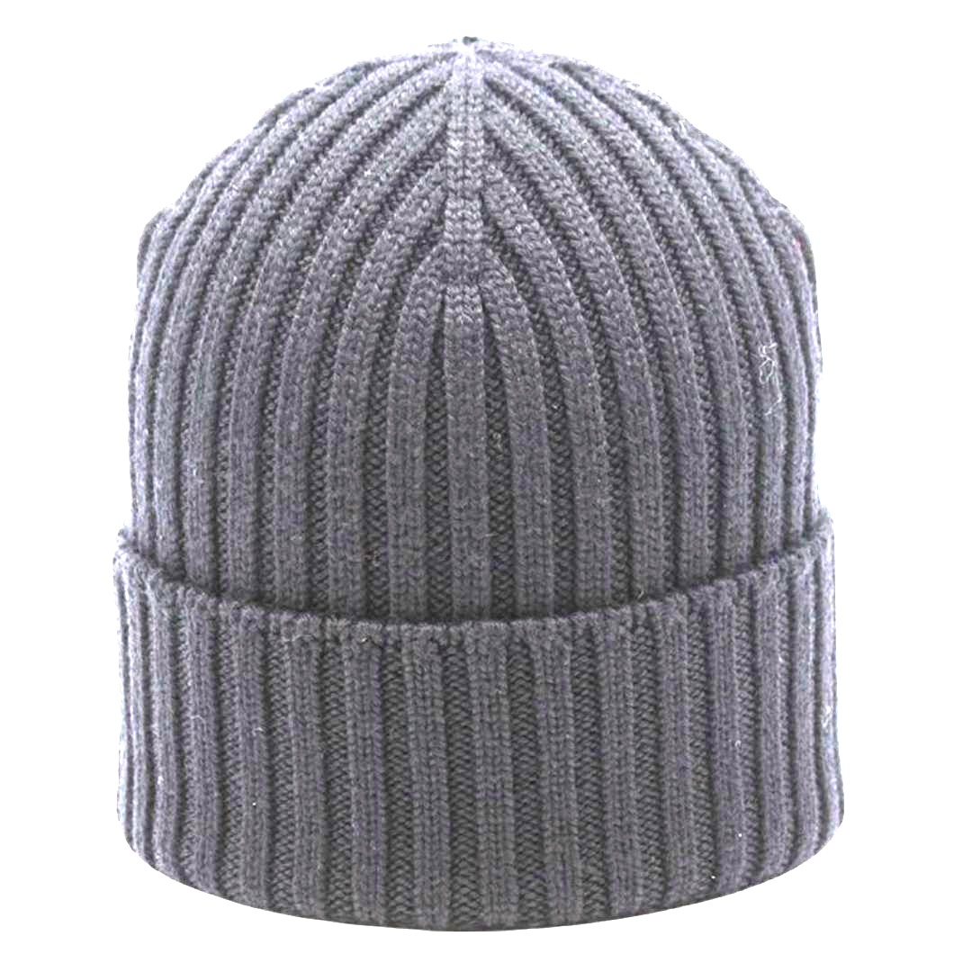 Berretto in Lana Cashmere a Coste Grigio Chiaro
