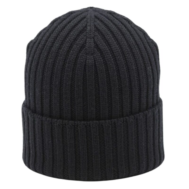 Berretto in Lana Cashmere a Coste Nero