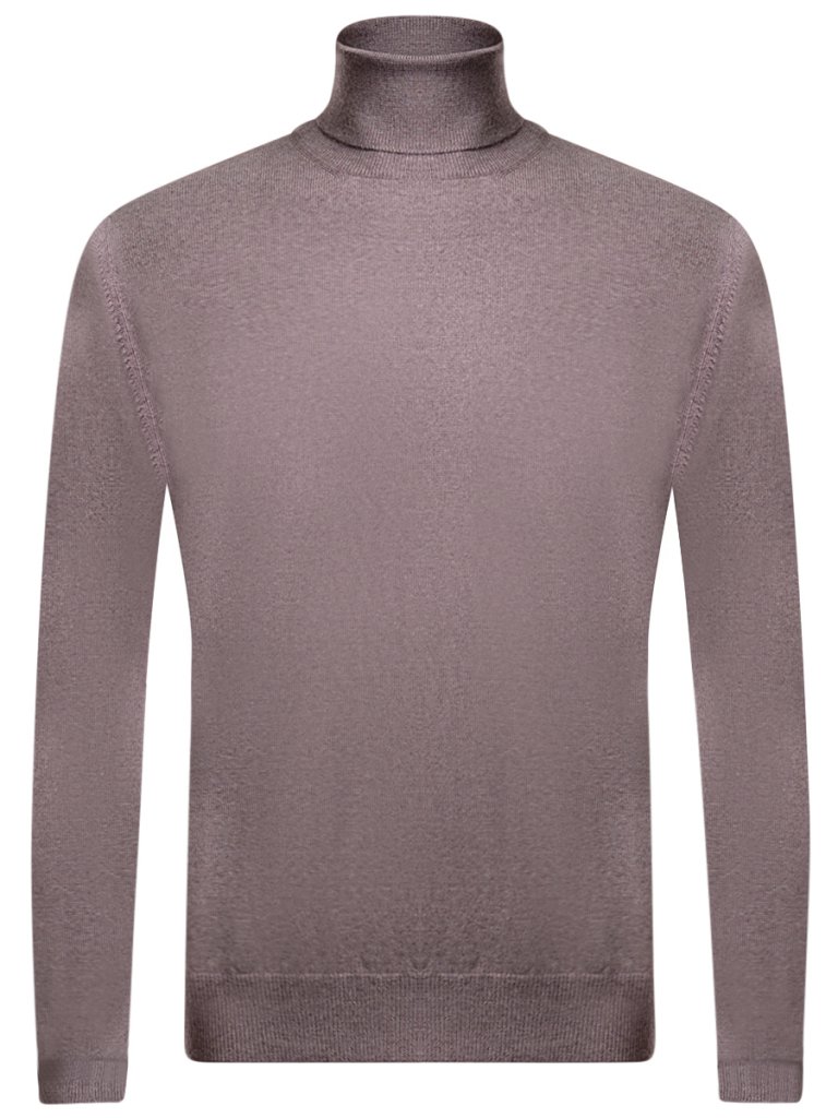 Maglione collo alto in pura lana merinos