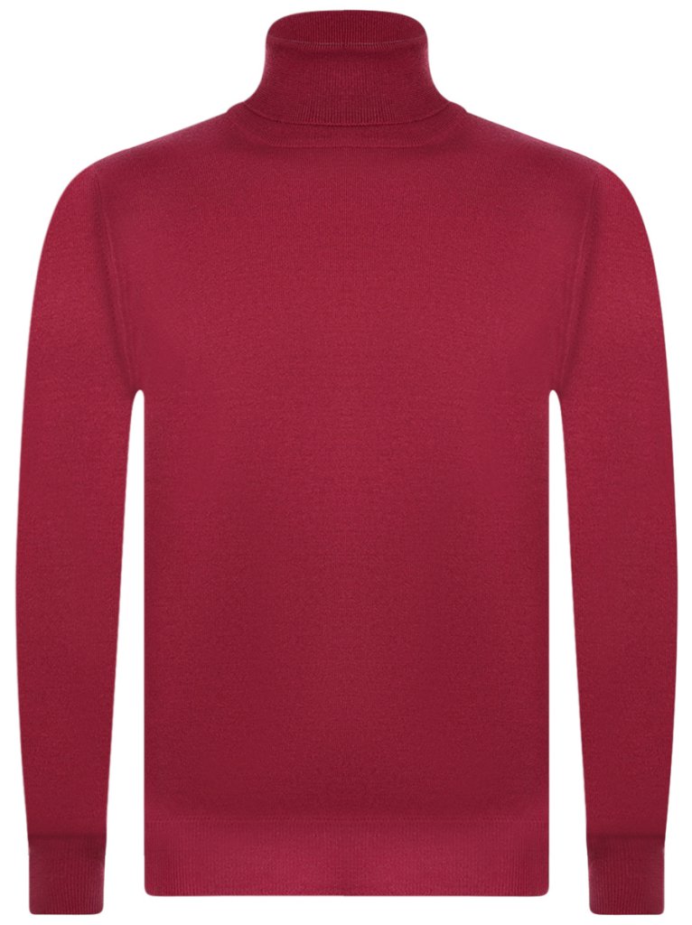 Maglione collo alto in pura lana merinos