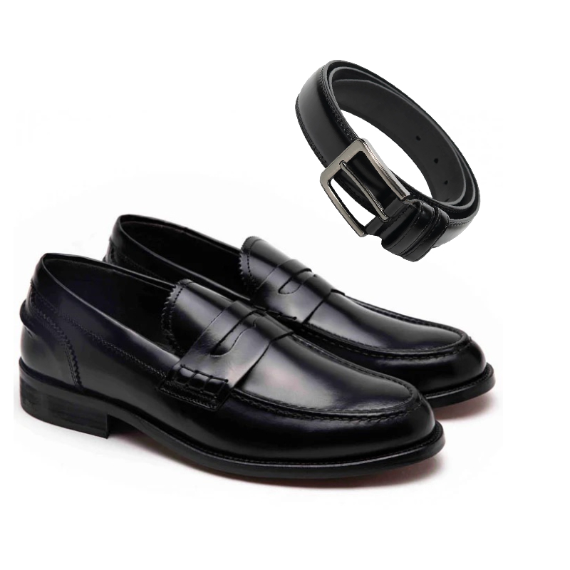 Mocassino Classico e Cinta Abbinata 100% Vera Pelle Made in Italy