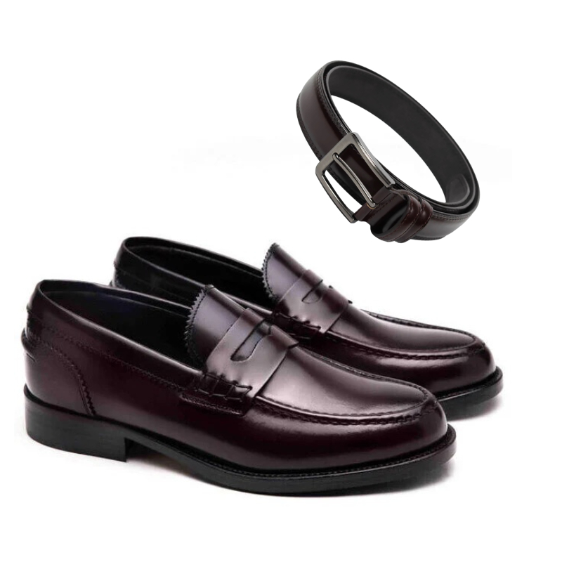 Mocassino Classico e Cinta Abbinata 100% Vera Pelle Made in Italy