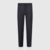 Pantalone in lana tecnica blu navy con pince - fronte